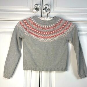 EUC Cupcakes & Cashmere Girls Size 5-6 Knit Crew Neck Sweater Pink Grey Silver